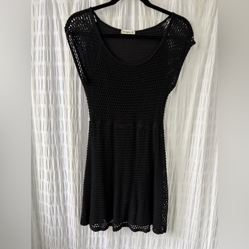 Ginger G Black Crochet Knit Dress